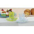 Tea set glass transparent wholesale cups and saucers custom printed tea cups and saucers bulk china tea cups and saucer